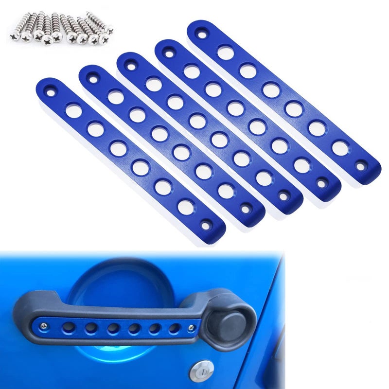 Bolaxin Side Door Handle Inserts Cover Trim Fits for Jeep Wrangler Accessories JK JKU Liberty Sahara & Unlimited 2007-2018 Exterior Grab Handles Pull JK Mods Decoration(Aluminum Blue, 5PCS) - Image 1
